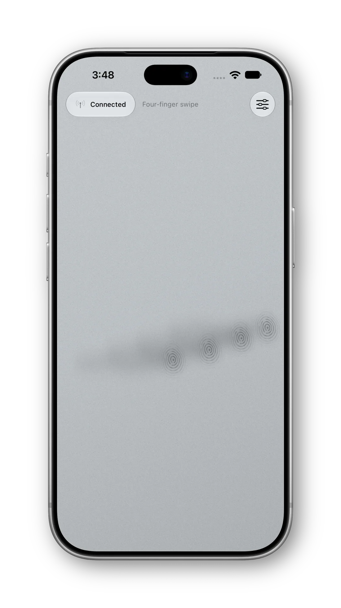 Duo Trackpad showing switch spaces on iPhone