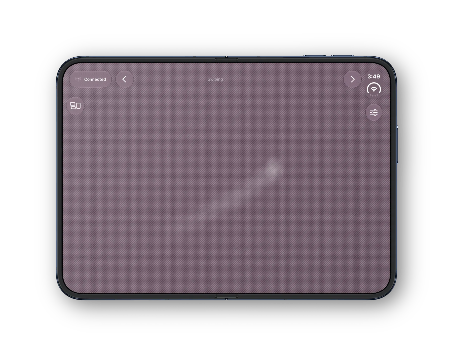 iPhone Duo showing Duo Trackpad connected on a woven touch surface